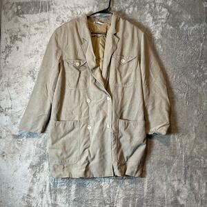 Max Mara Vintage Sz‎ 10 Tan Silk Trench Coat Women's